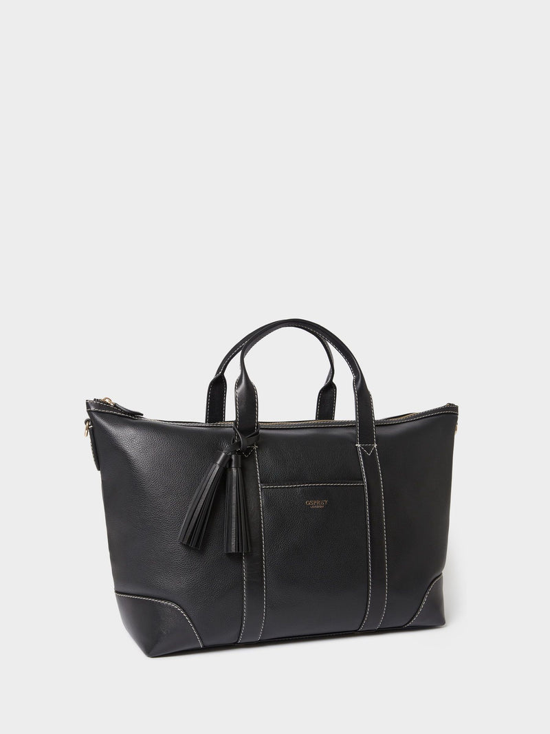 Osprey London black leather Savanna weekender bag - British product
