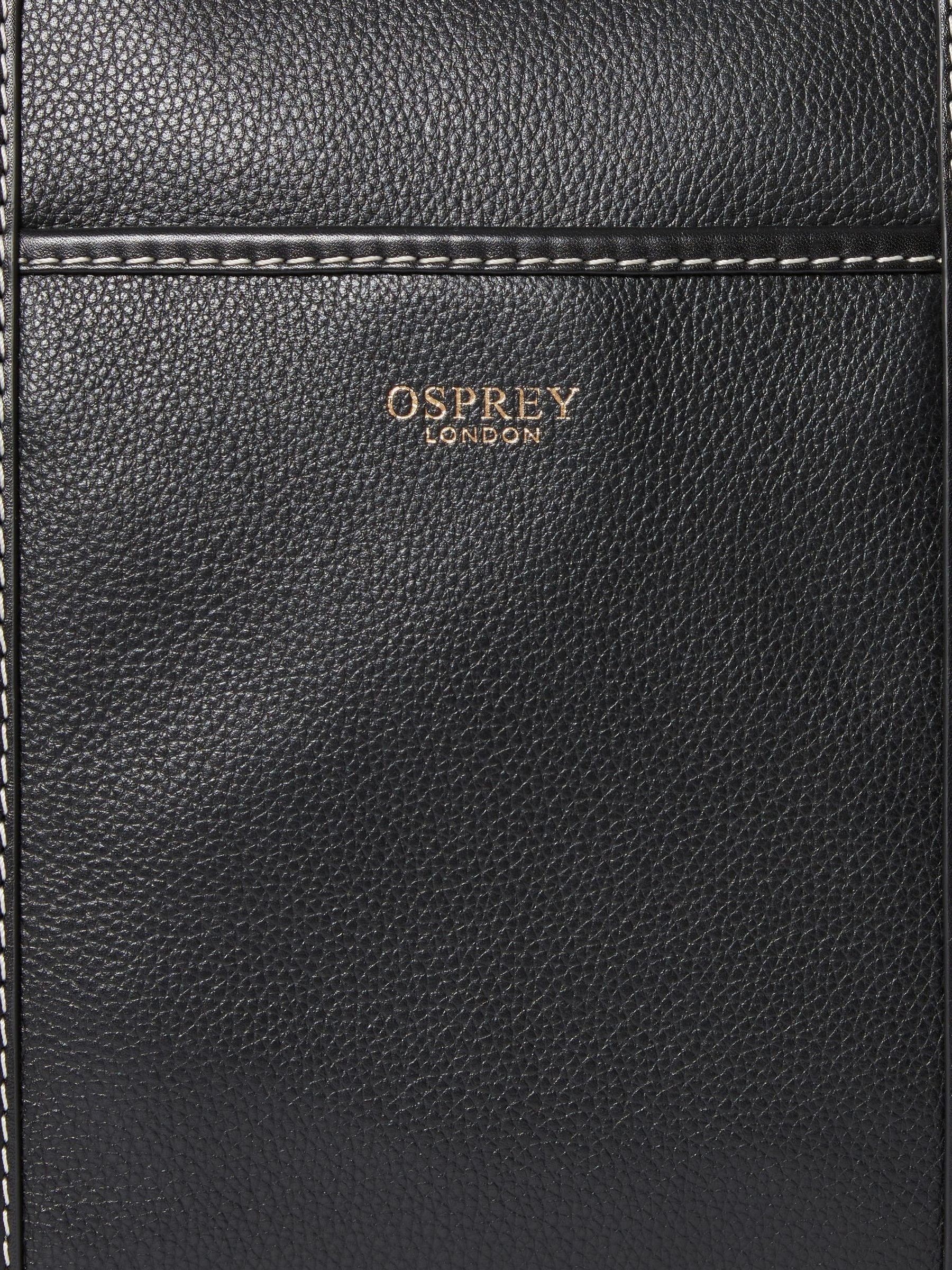 Osprey London black leather Savanna weekender bag - British product