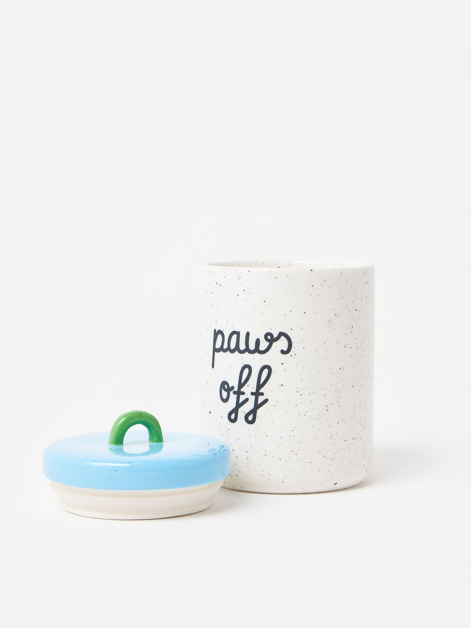 Oliver Bonas Paws Off ceramic pet jar 19cm (British brand)
