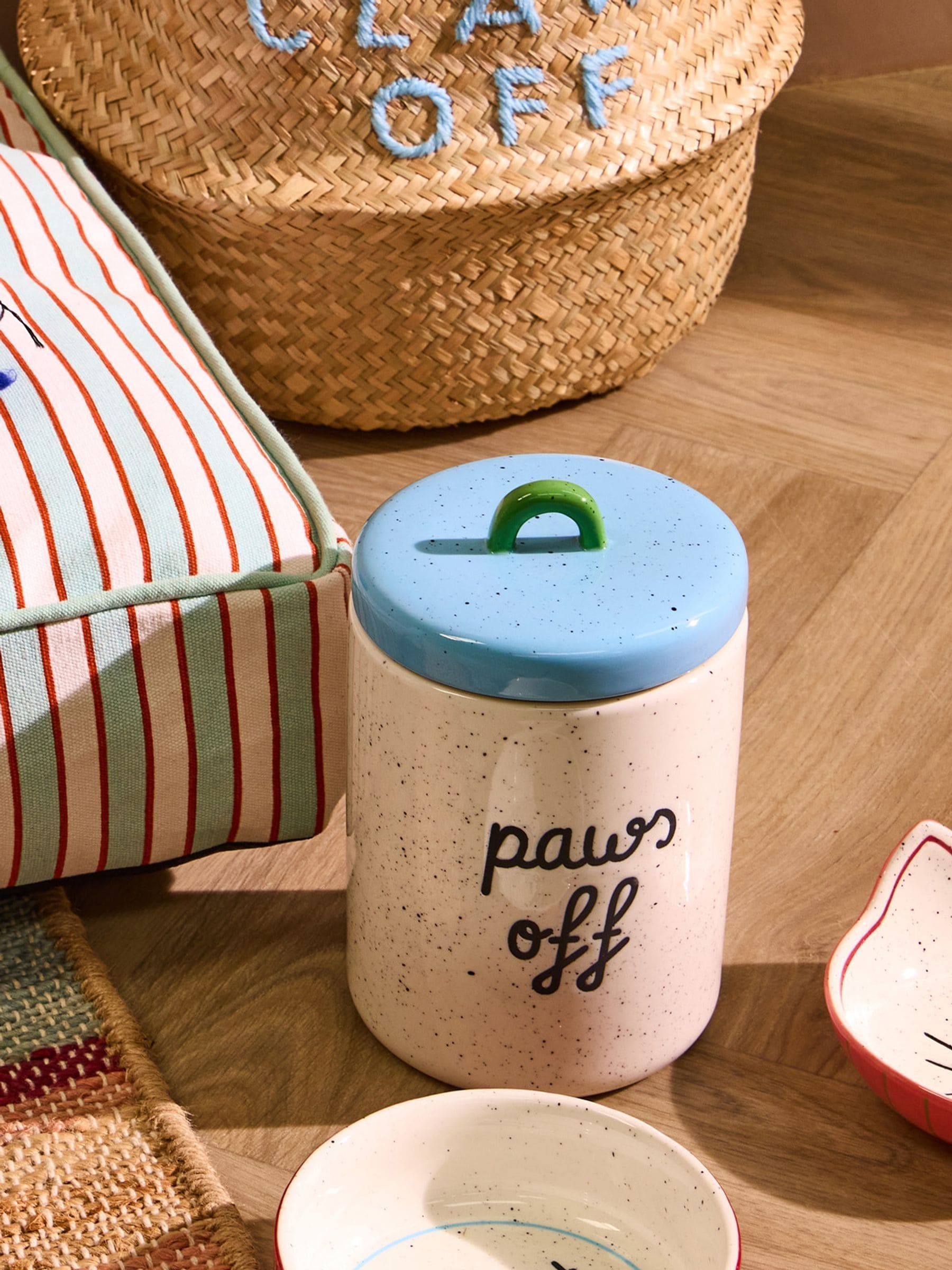 Oliver Bonas Paws Off ceramic pet jar 19cm (British brand)