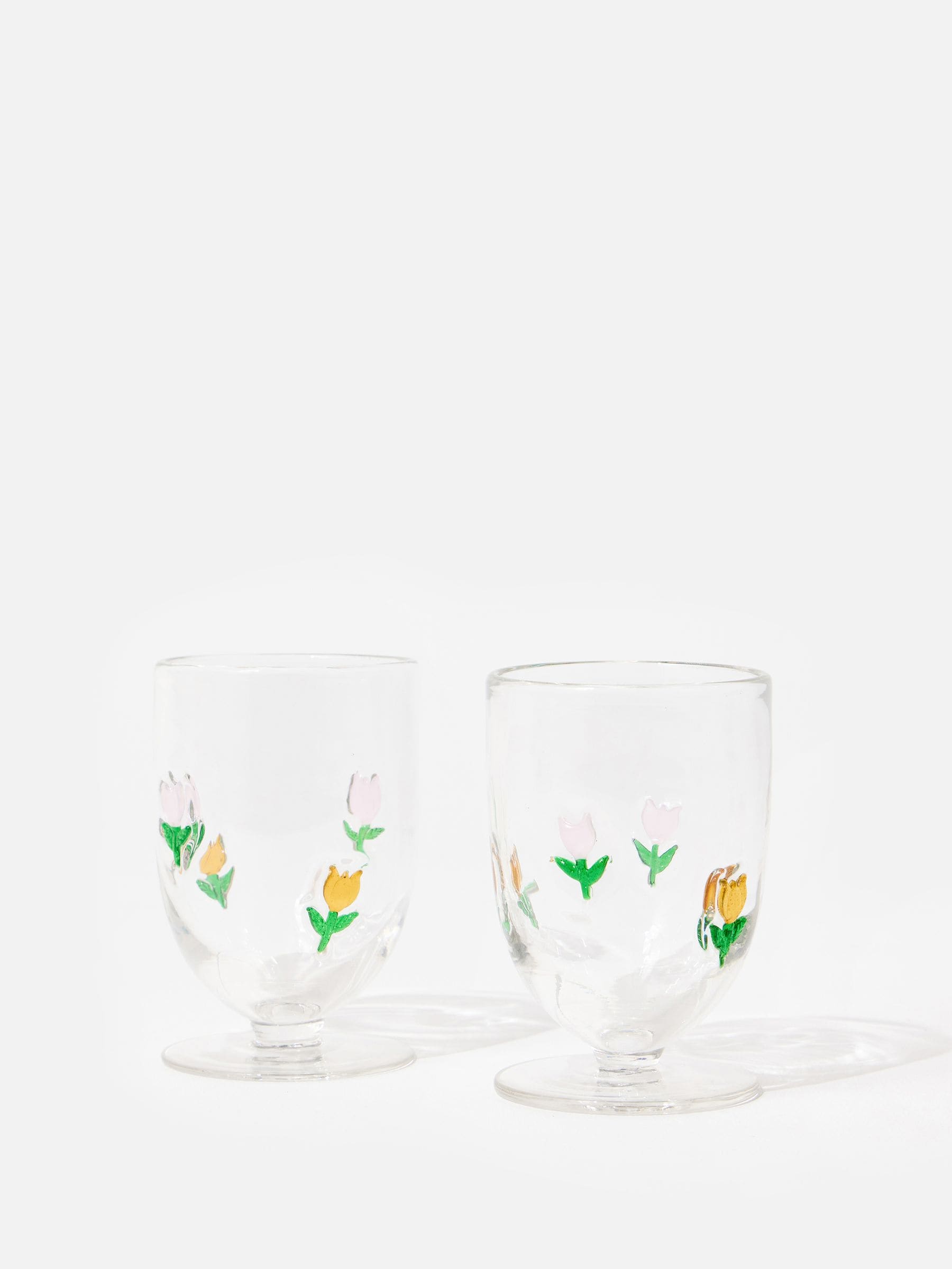 Oliver Bonas multi tulip glass tumblers set of 2 (British brand)