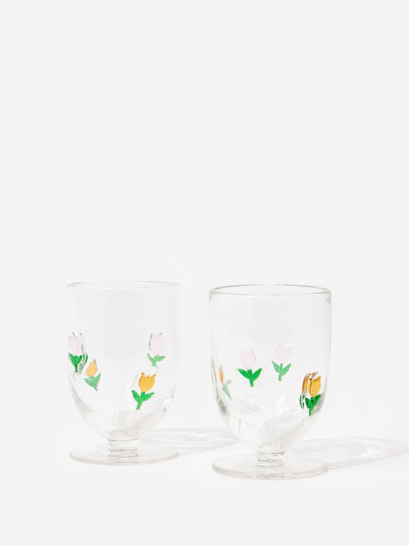 Oliver Bonas multi tulip glass tumblers set of 2 (British brand)