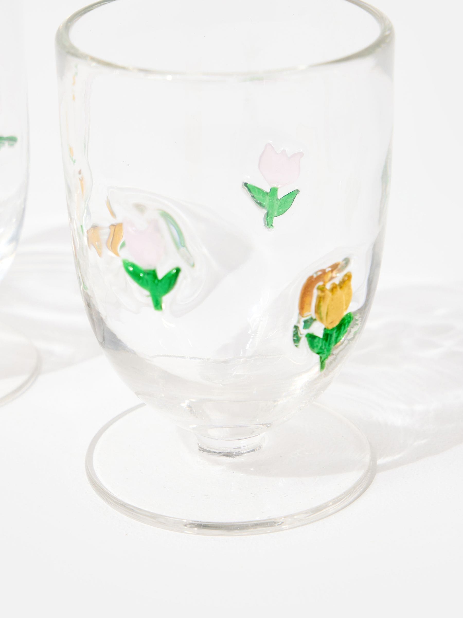 Oliver Bonas multi tulip glass tumblers set of 2 (British brand)