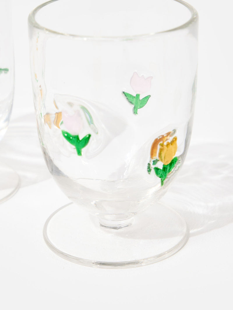 Oliver Bonas multi tulip glass tumblers set of 2 (British brand)