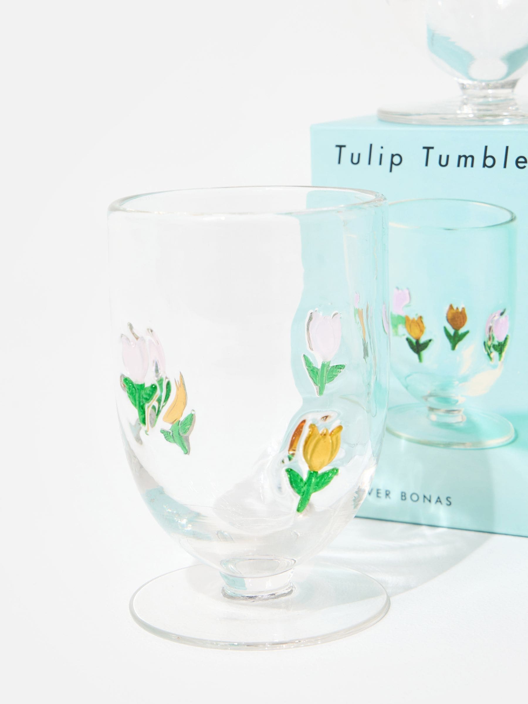 Oliver Bonas multi tulip glass tumblers set of 2 (British brand)