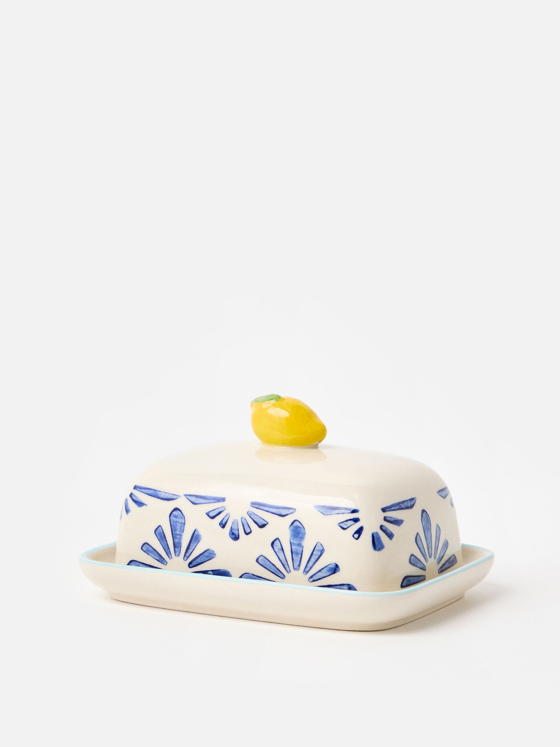 Oliver Bonas Multi Lemon ceramic butter dish 17cm - British product