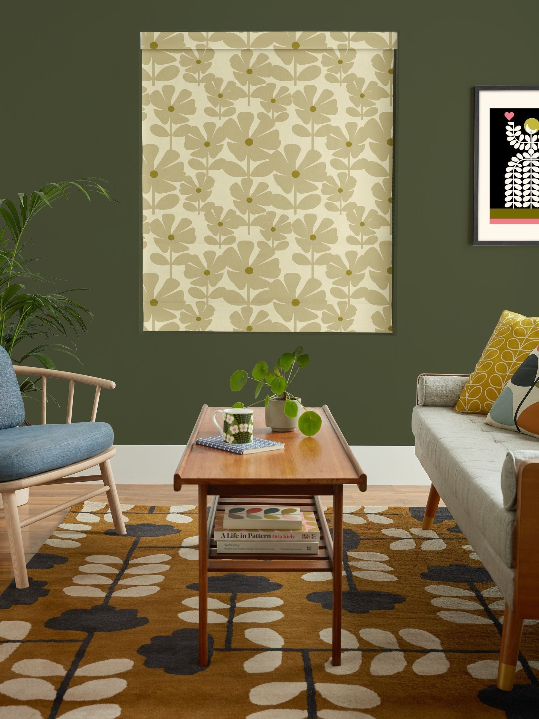 Orla Kiely Vintage Lace Wildflower roman blind, imported from the UK