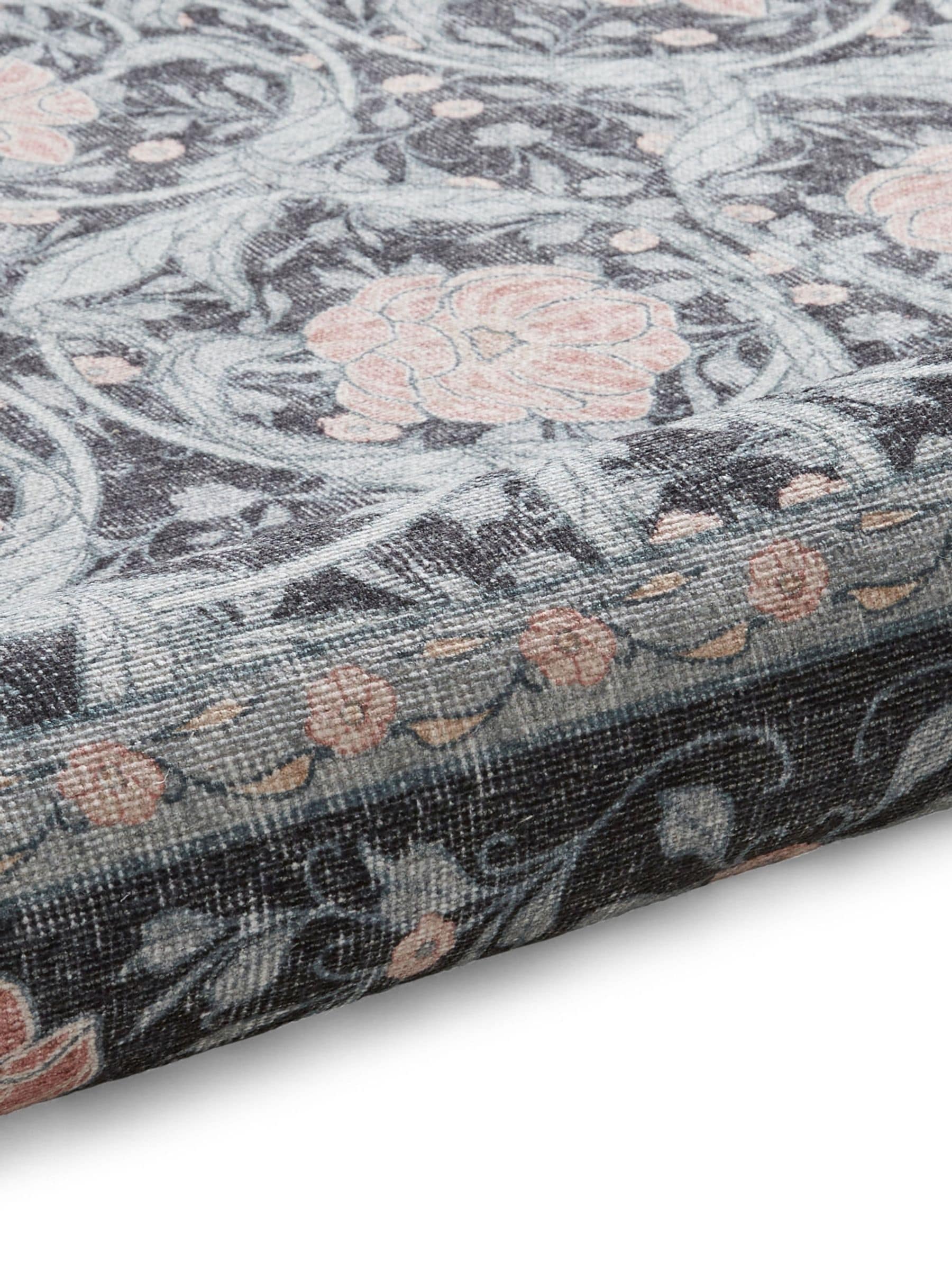 Think Rugs Dark Blue Versailles floral rug, imported from the UK