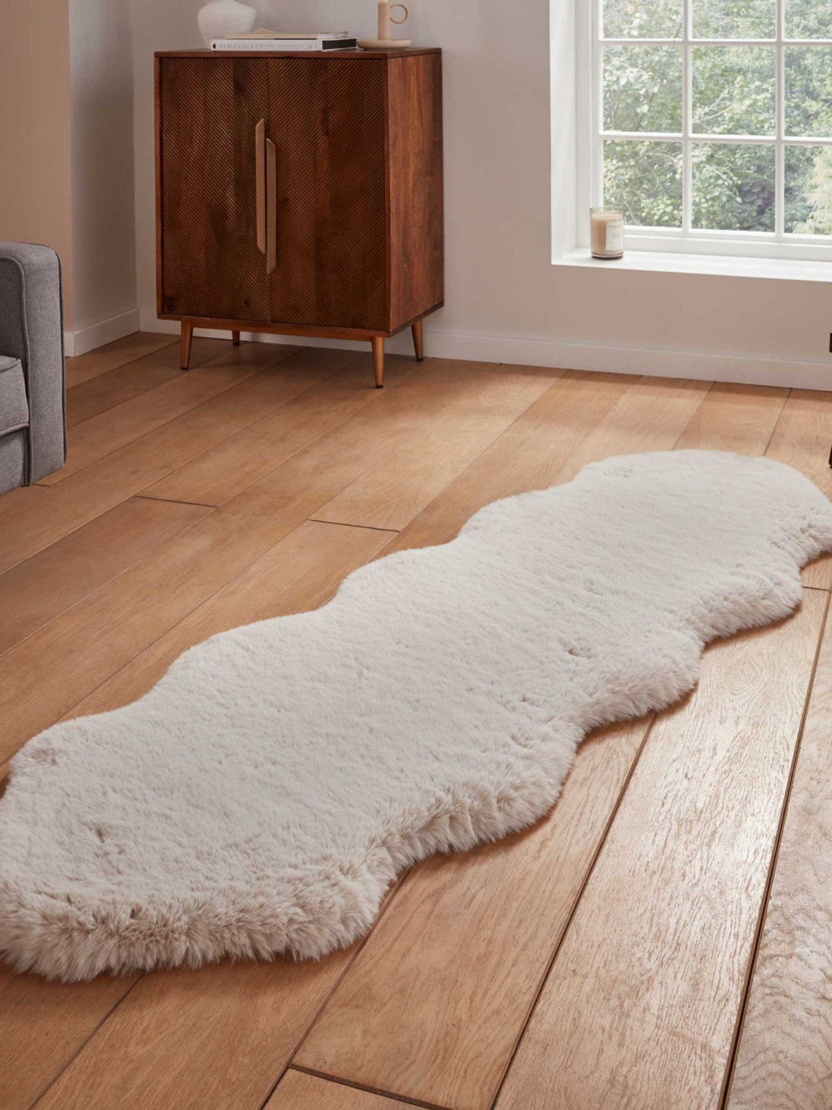 Think Rugs beige Super Teddy shaggy rug 60x180cm (British brand)