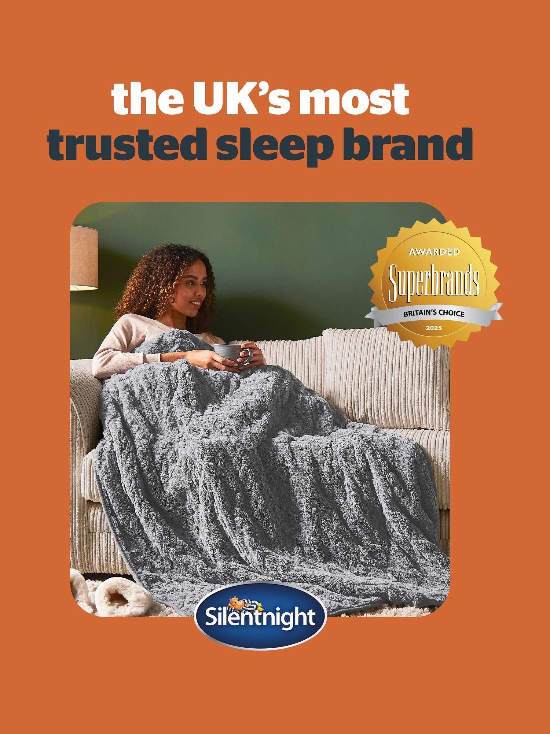 Silentnight luxury heated throw 120x160cm, imported from the UK