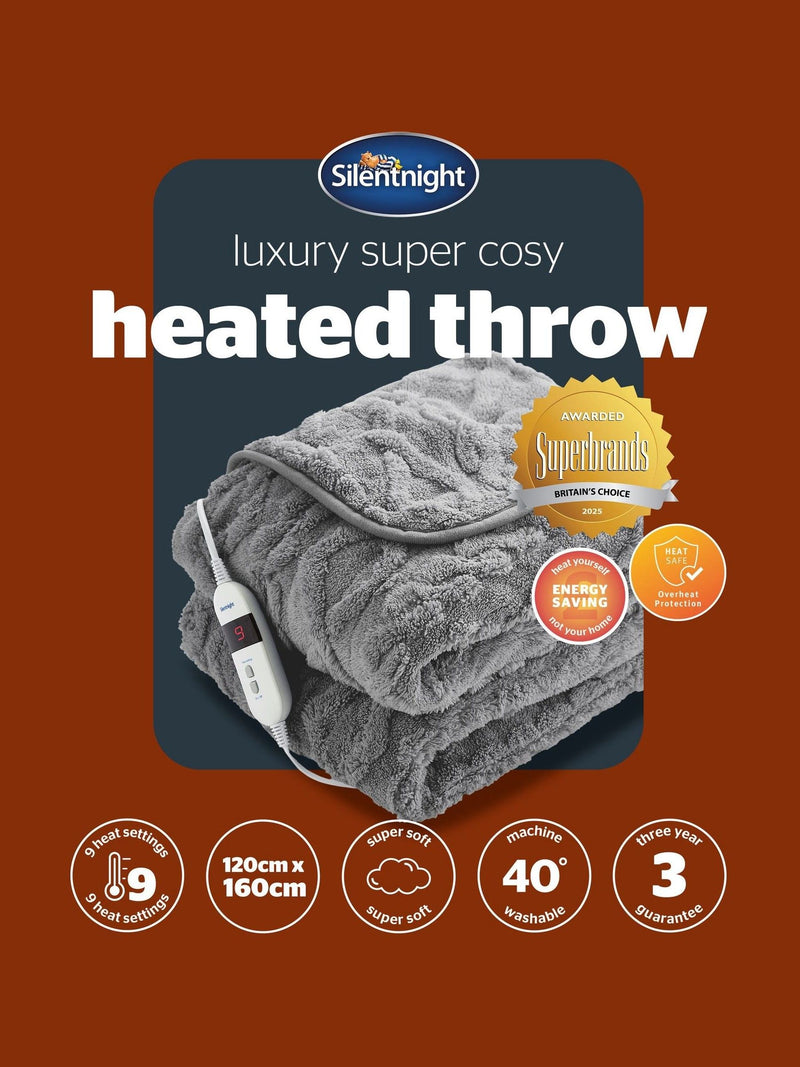 Silentnight luxury heated throw 120x160cm, imported from the UK