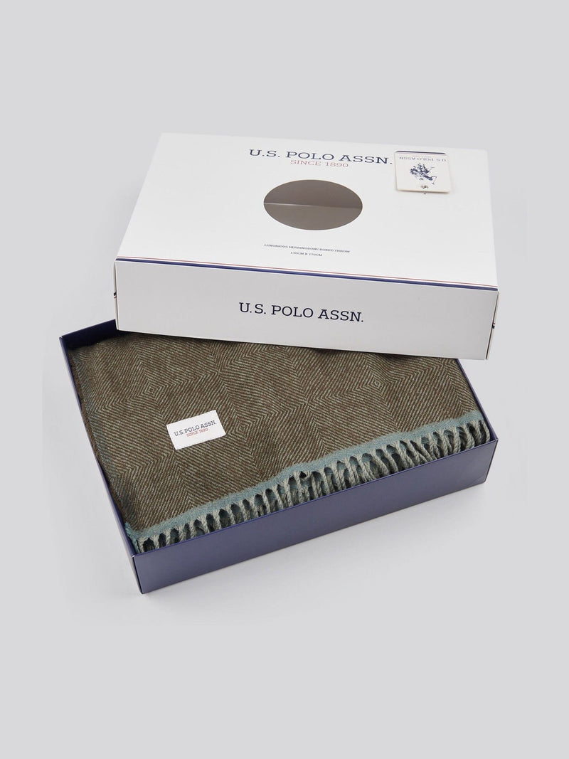 US Polo Assn herringbone boxed throw 130x170cm (British brand)