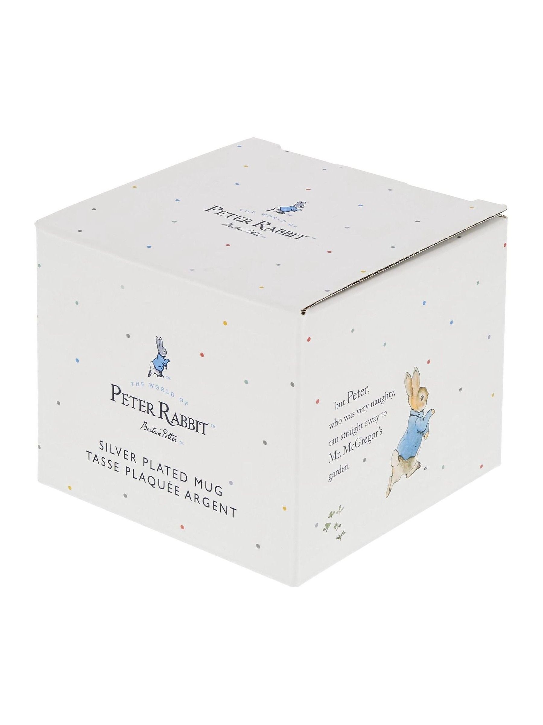 Beatrix Potter Peter Rabbit silver christening mug, UK version