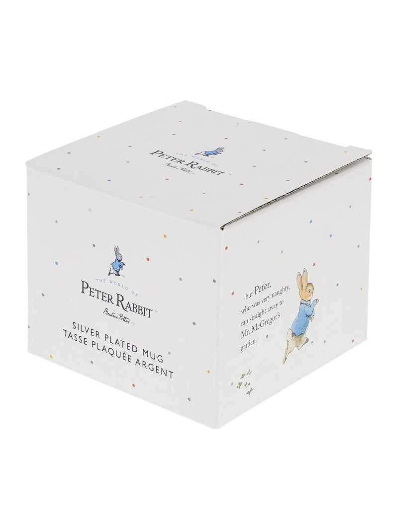 Beatrix Potter Peter Rabbit silver christening mug, UK version