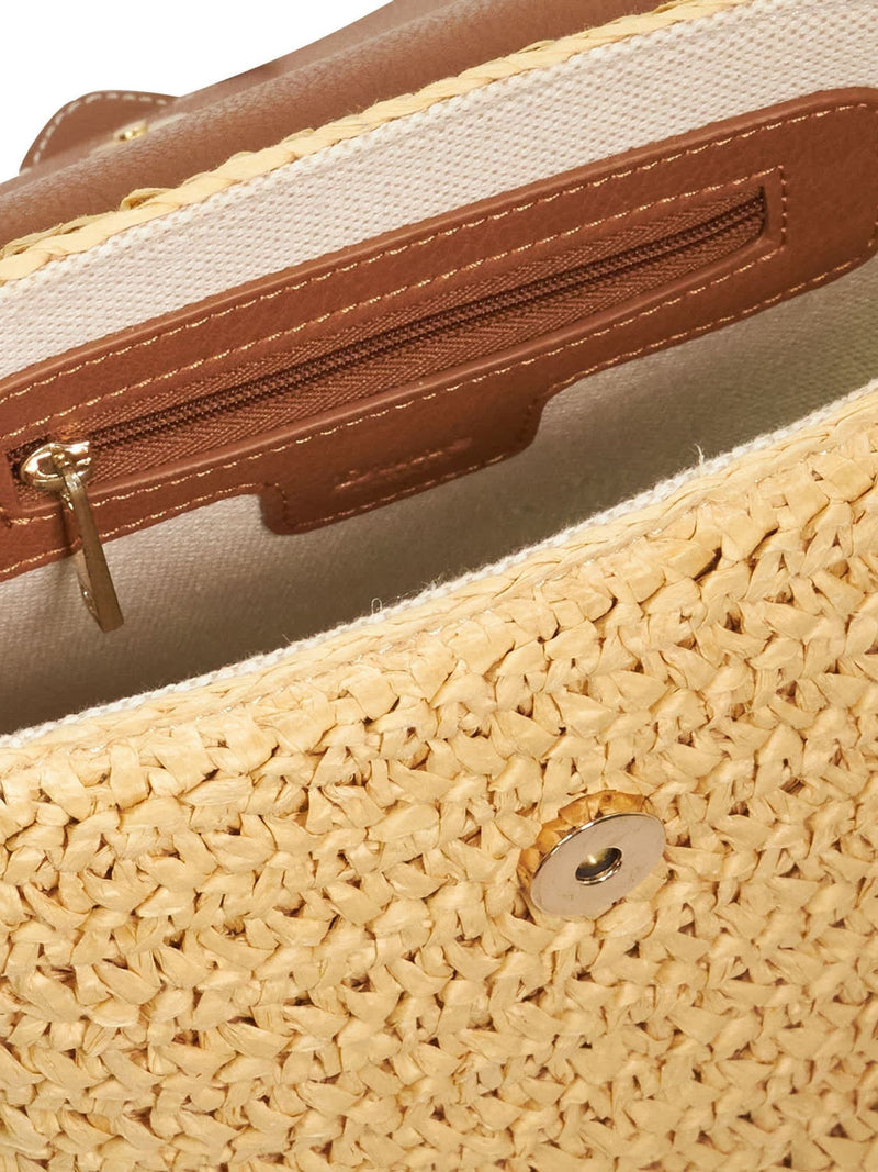 Dune London Dimple cross-body bag in synthetic raffia (British brand)