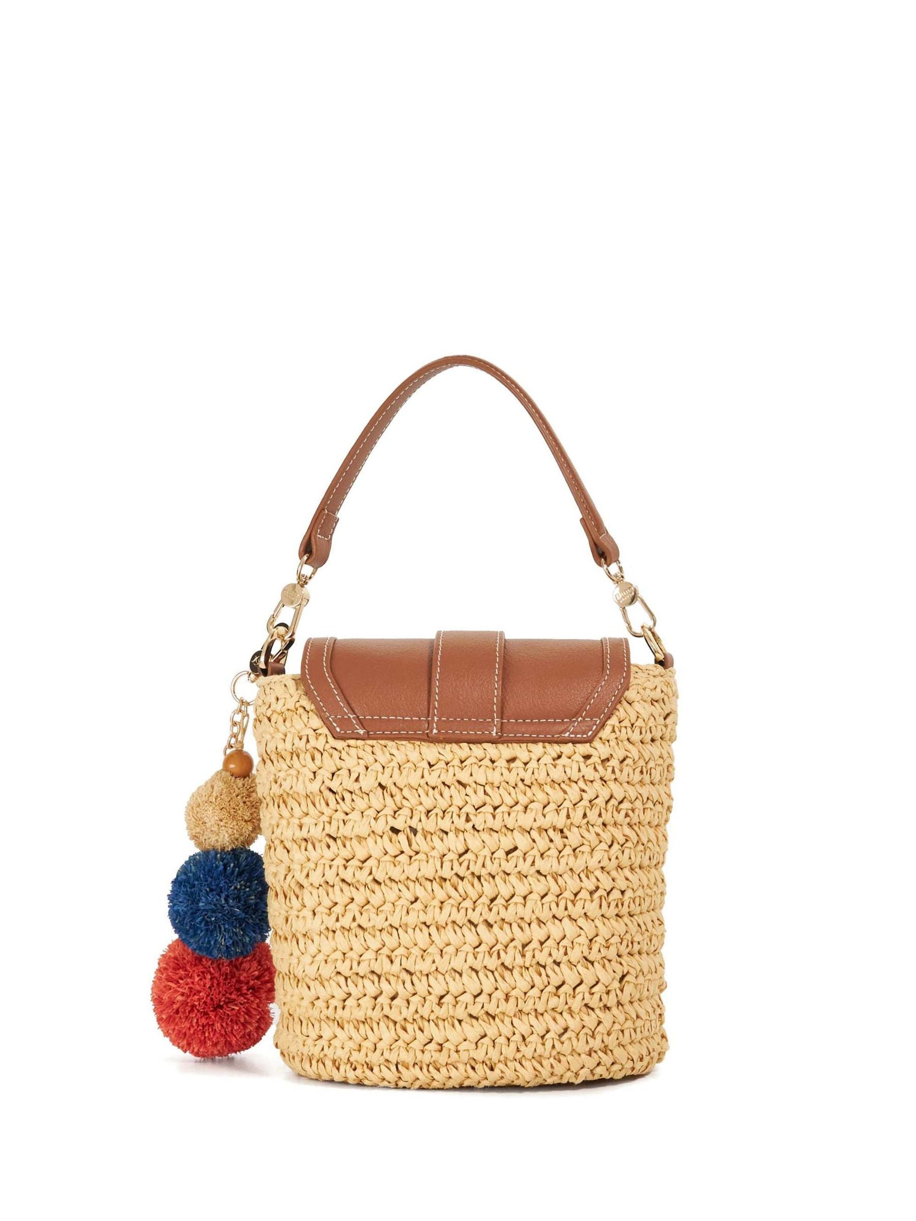 Dune London Dimple cross-body bag in synthetic raffia (British brand)