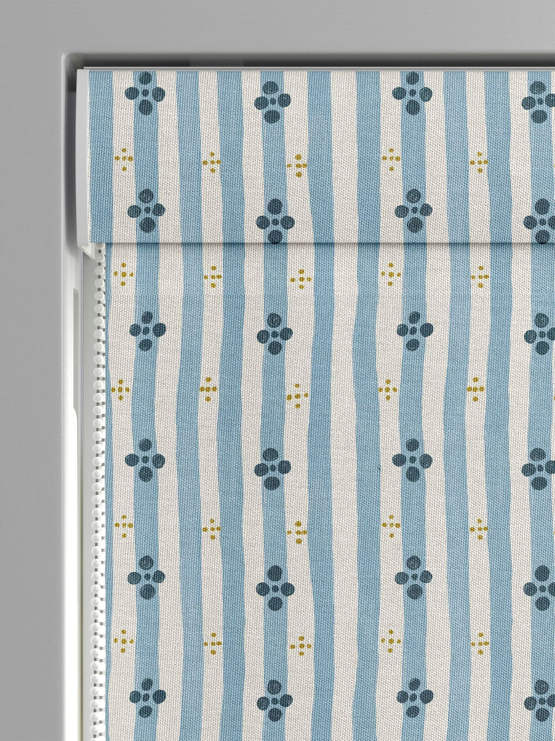 Emily Bond Blue Clara made to measure roman blind, UK version