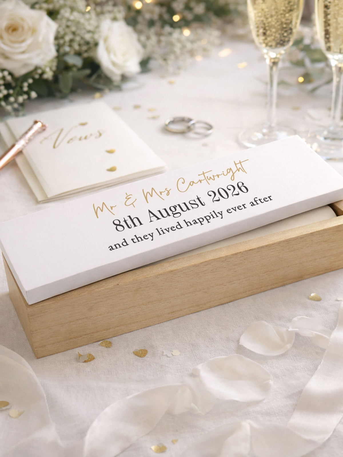 PMC personalised wooden wedding certificate holder (British brand)