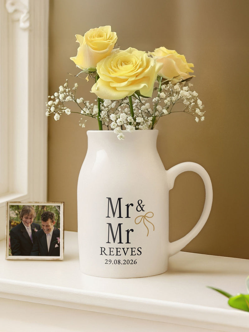 PMC personalised ceramic wedding jug vase 12cm (British brand)