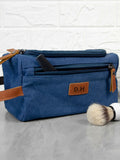 Treat Republic personalised denim washbag with initials, imported from the UK