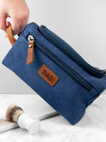 Treat Republic personalised denim washbag with initials, imported from the UK