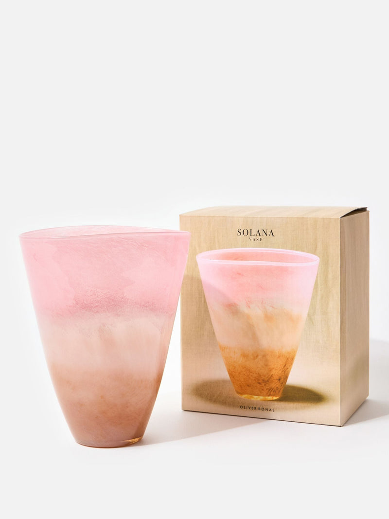 Oliver Bonas Solana pink glass vase 24cm, UK version