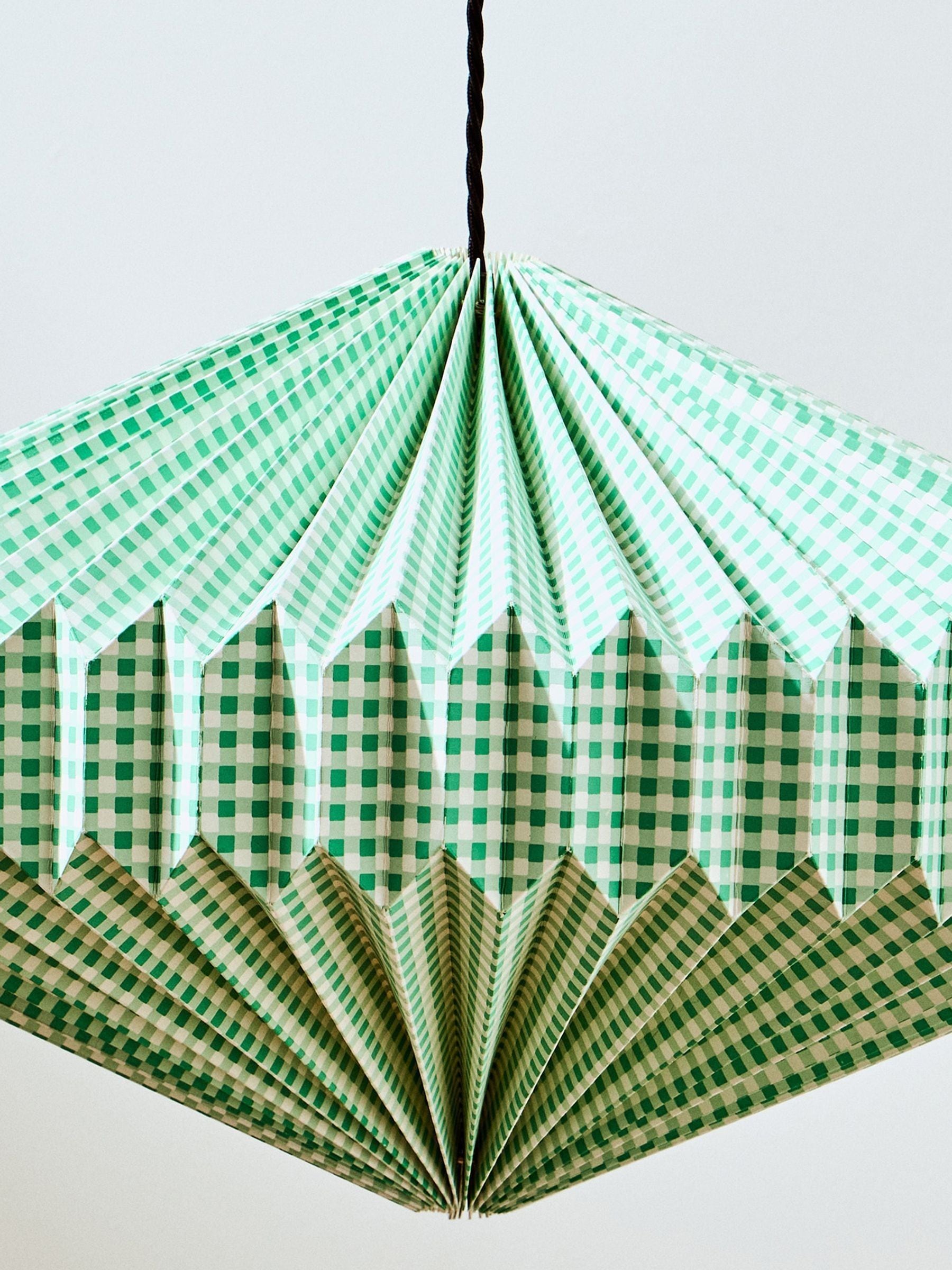 Oliver Bonas green gingham paper lamp shade (British brand)