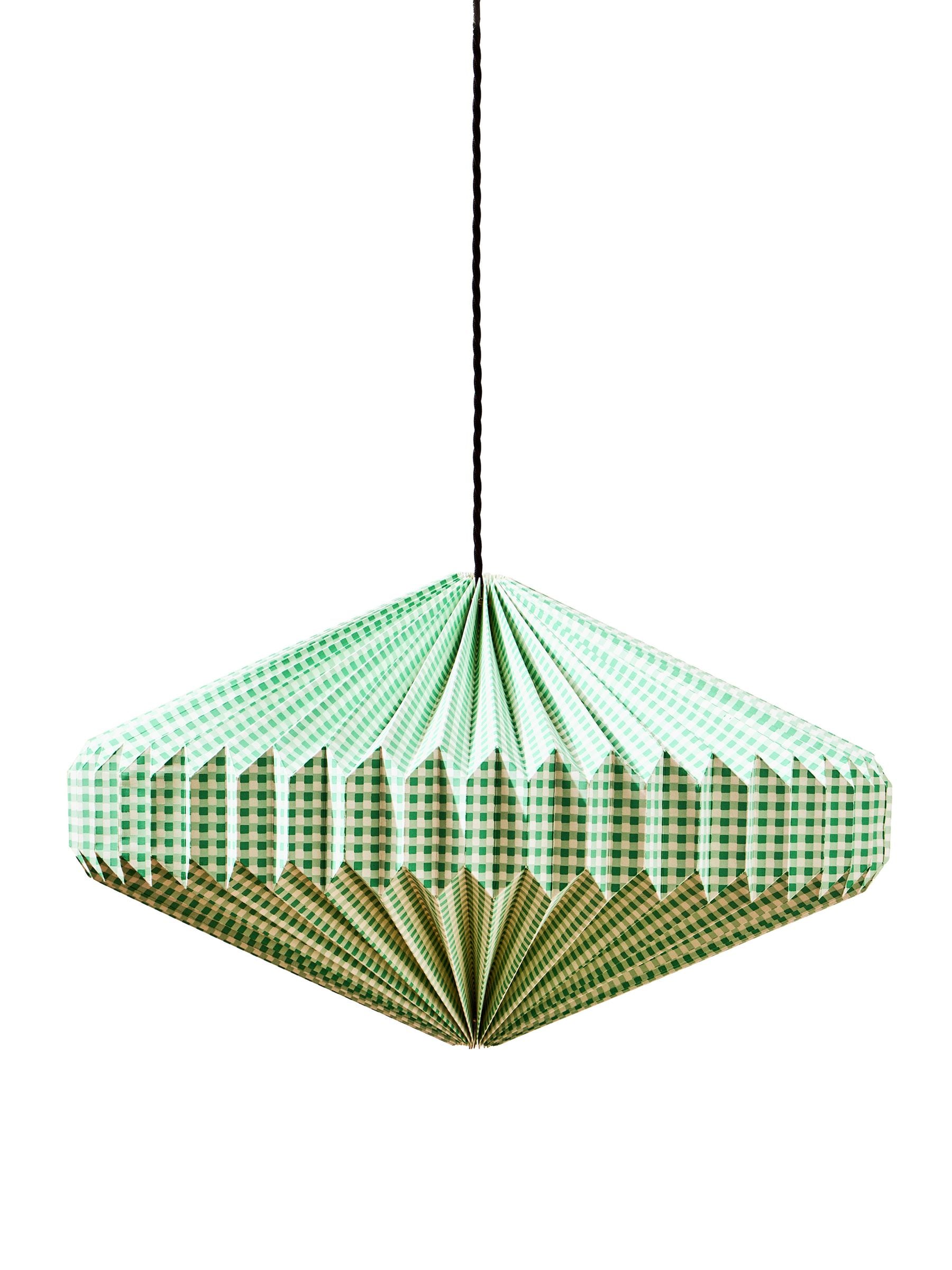 Oliver Bonas green gingham paper lamp shade (British brand)