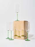 Oliver Bonas Alba green champagne flutes set of 4 24cm (British brand)