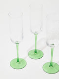 Oliver Bonas Alba green champagne flutes set of 4 24cm (British brand)