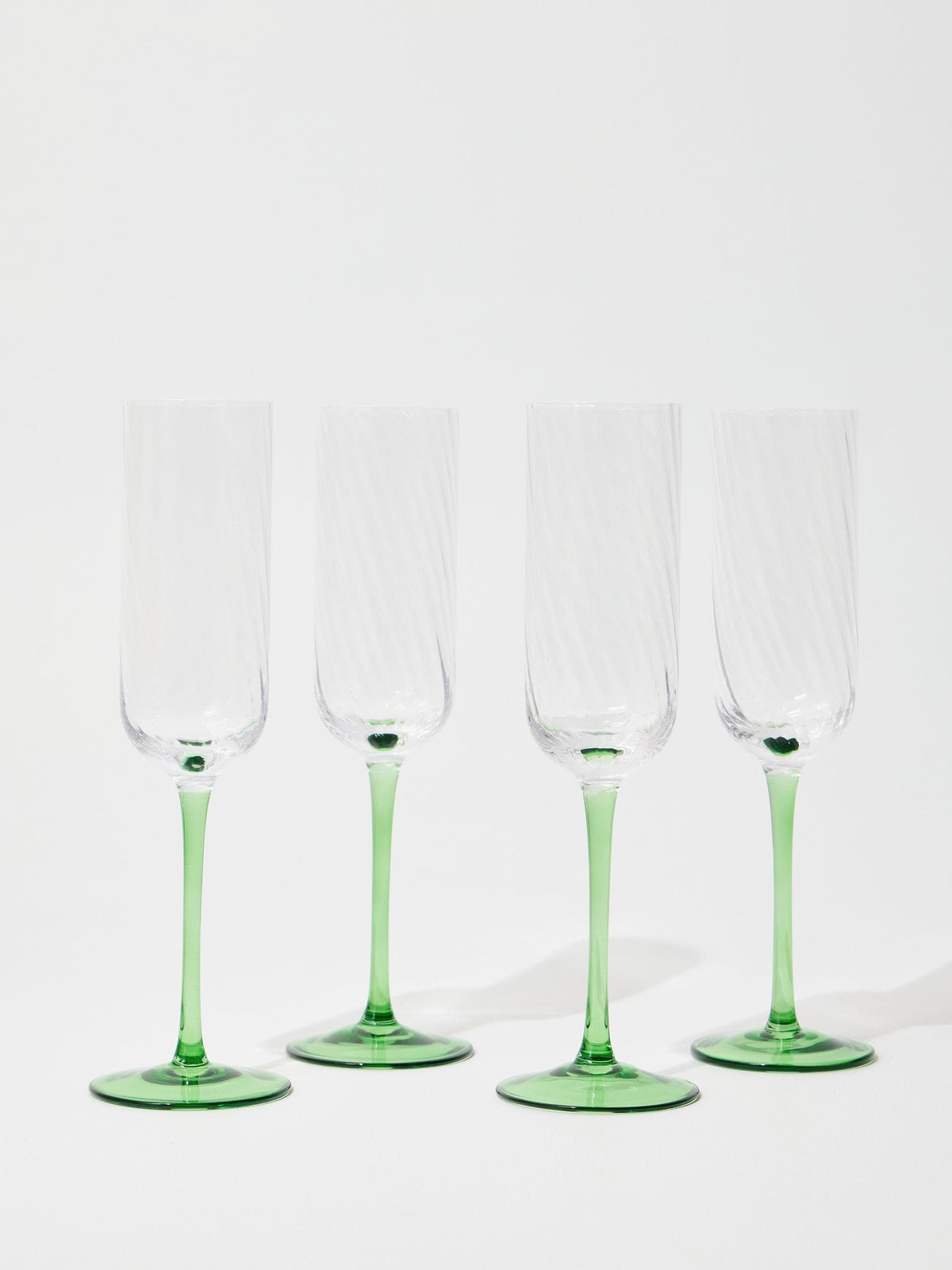 Oliver Bonas Alba green champagne flutes set of 4 24cm (British brand)