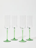 Oliver Bonas Alba green champagne flutes set of 4 24cm (British brand)