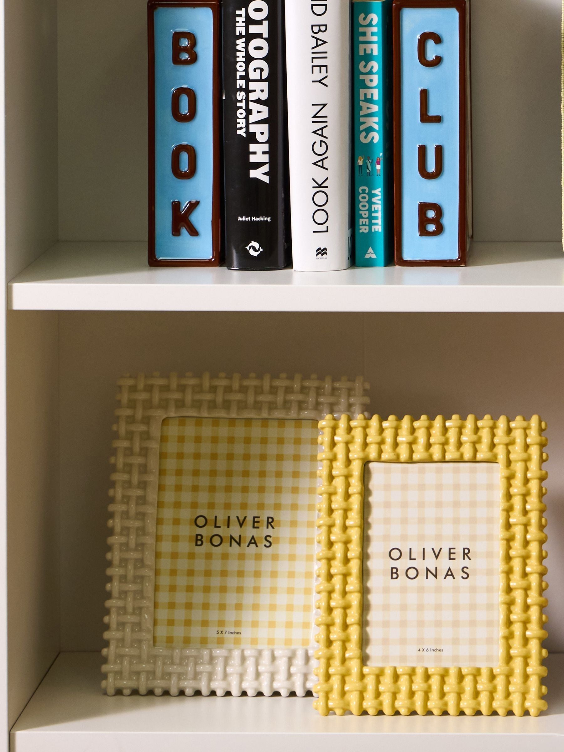 Oliver Bonas yellow lattice photo frame 4x6, UK version