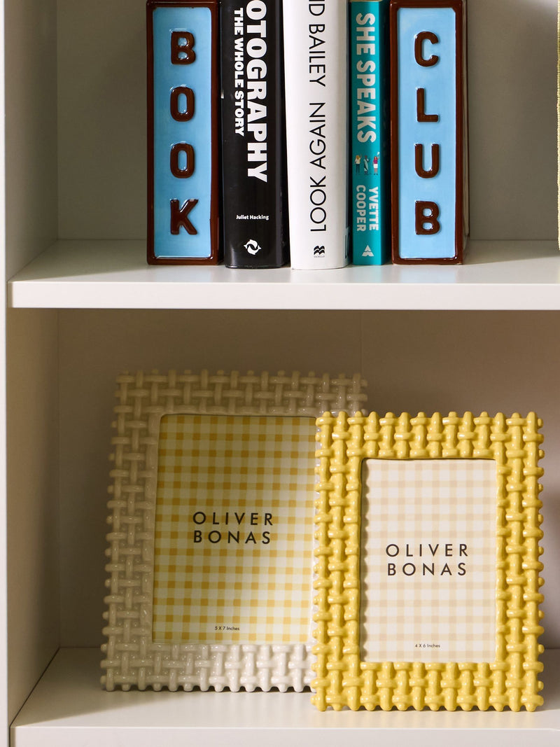 Oliver Bonas yellow lattice photo frame 4x6, UK version