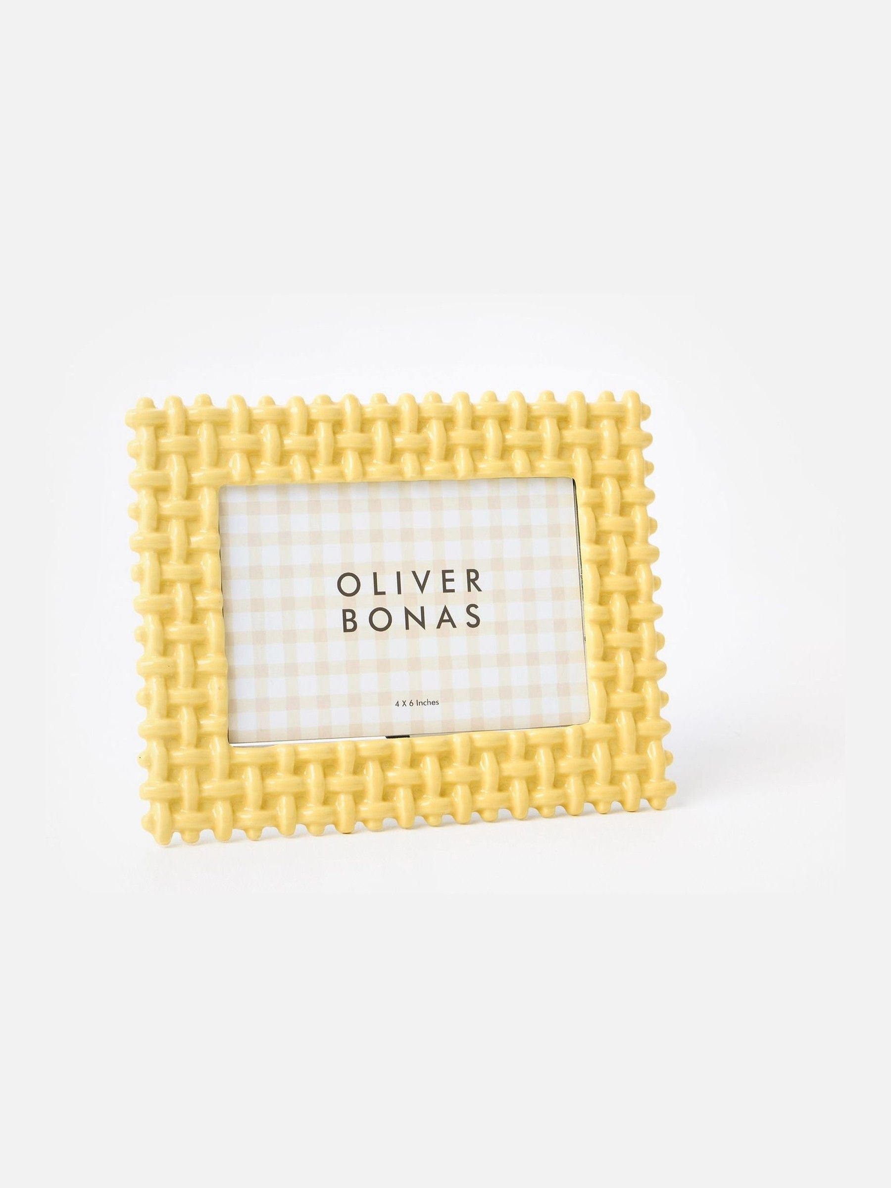 Oliver Bonas yellow lattice photo frame 4x6, UK version