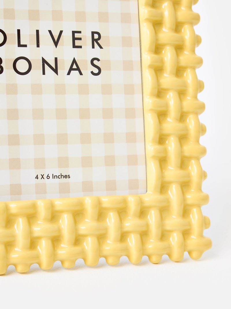 Oliver Bonas yellow lattice photo frame 4x6, UK version