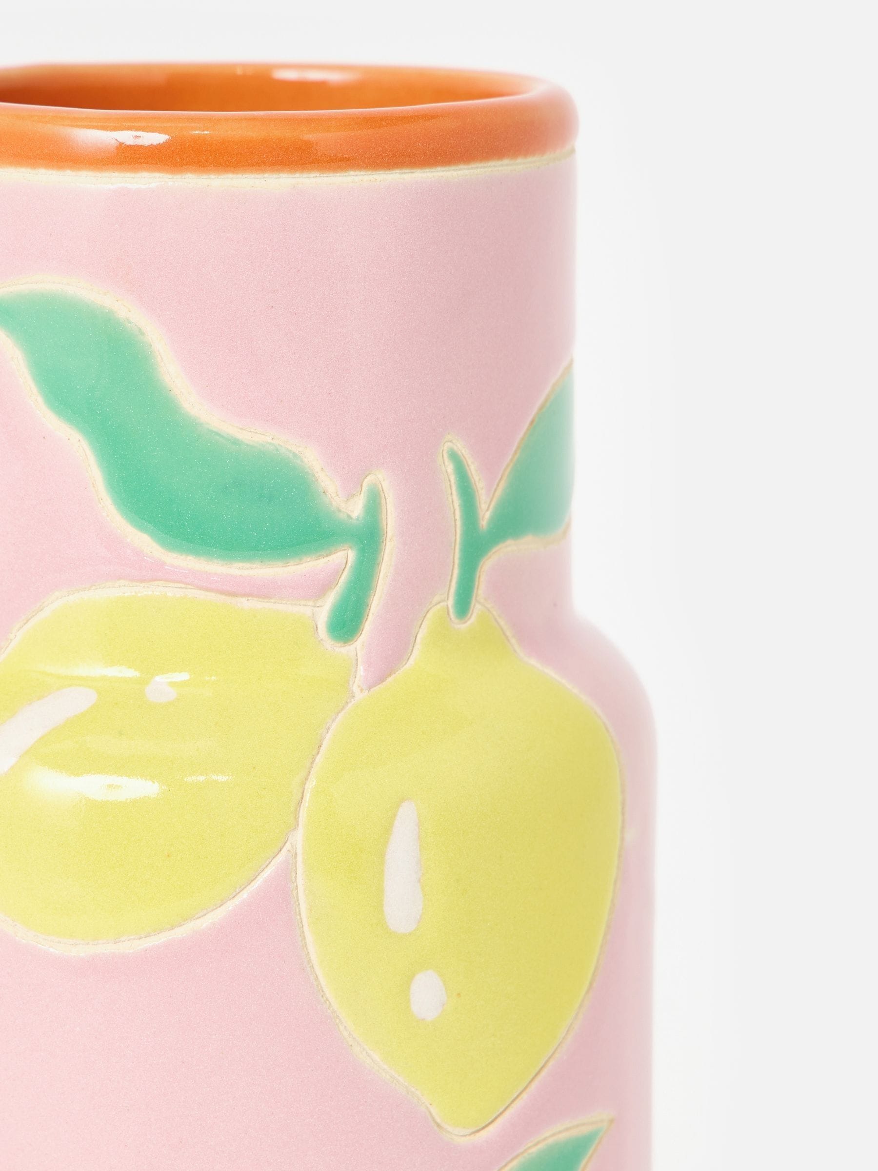 Oliver Bonas Pink Limon ceramic vase 23cm - British product