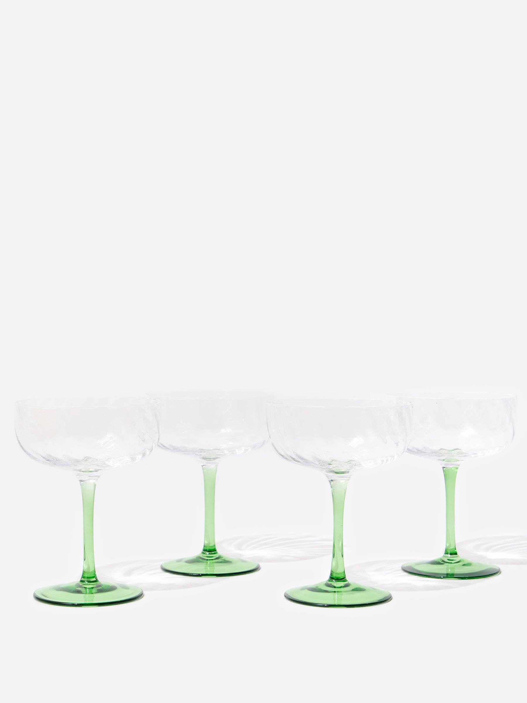Oliver Bonas green Alba champagne saucers set of 4 - British product