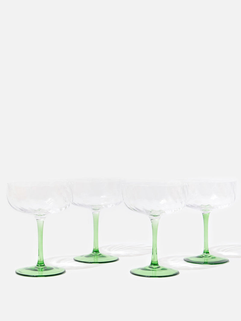 Oliver Bonas green Alba champagne saucers set of 4 - British product