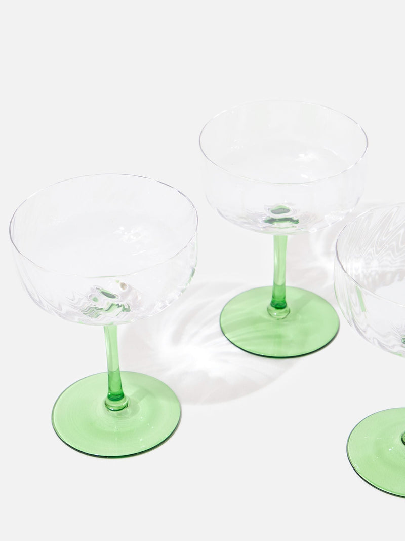 Oliver Bonas green Alba champagne saucers set of 4 - British product