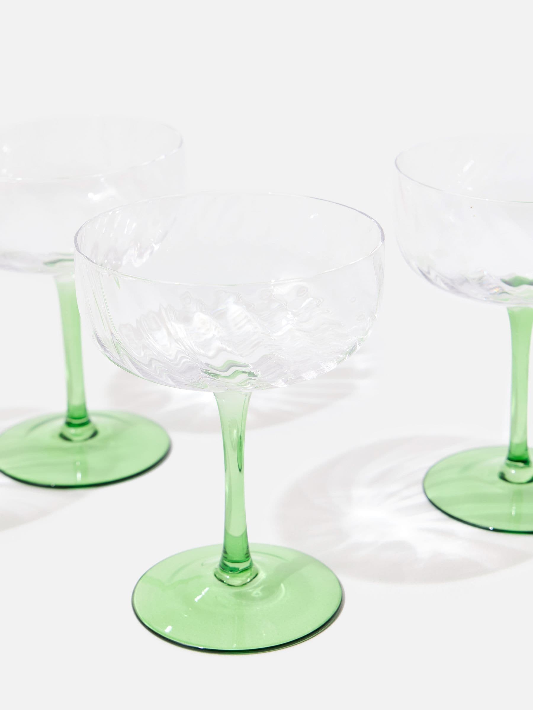 Oliver Bonas green Alba champagne saucers set of 4 - British product