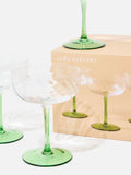 Oliver Bonas green Alba champagne saucers set of 4 - British product