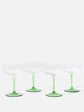 Oliver Bonas green Alba champagne saucers set of 4 - British product