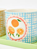 Oliver Bonas Blue Fruta ceramic plant pots set of 2, UK version