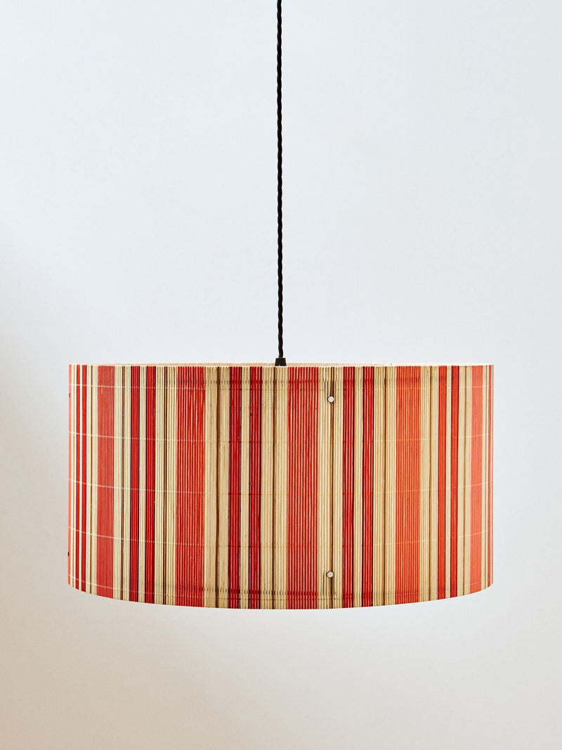 Oliver Bonas orange stripe bamboo pendant lamp shade 23x45cm, imported from the UK