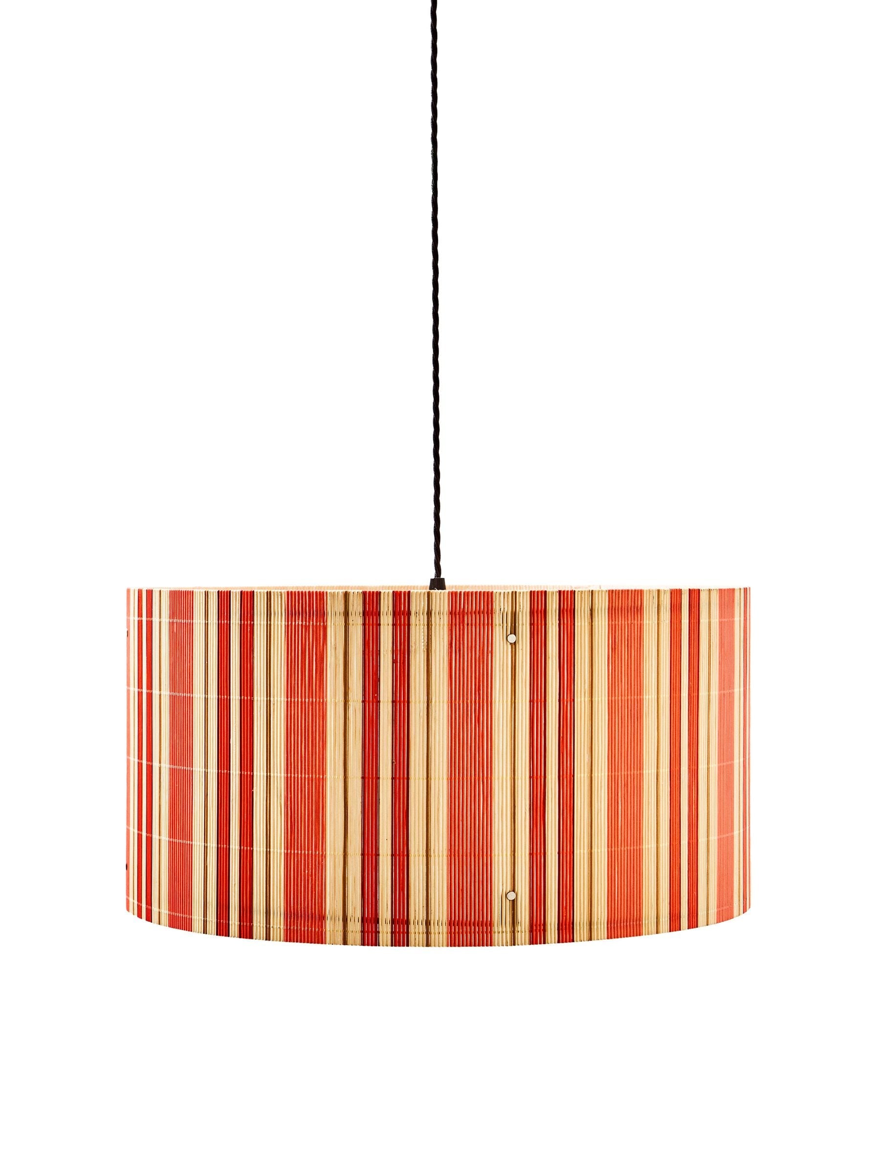 Oliver Bonas orange stripe bamboo pendant lamp shade 23x45cm, imported from the UK