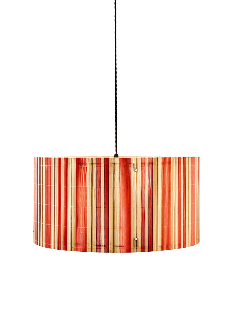 Oliver Bonas orange stripe bamboo pendant lamp shade 23x45cm, imported from the UK