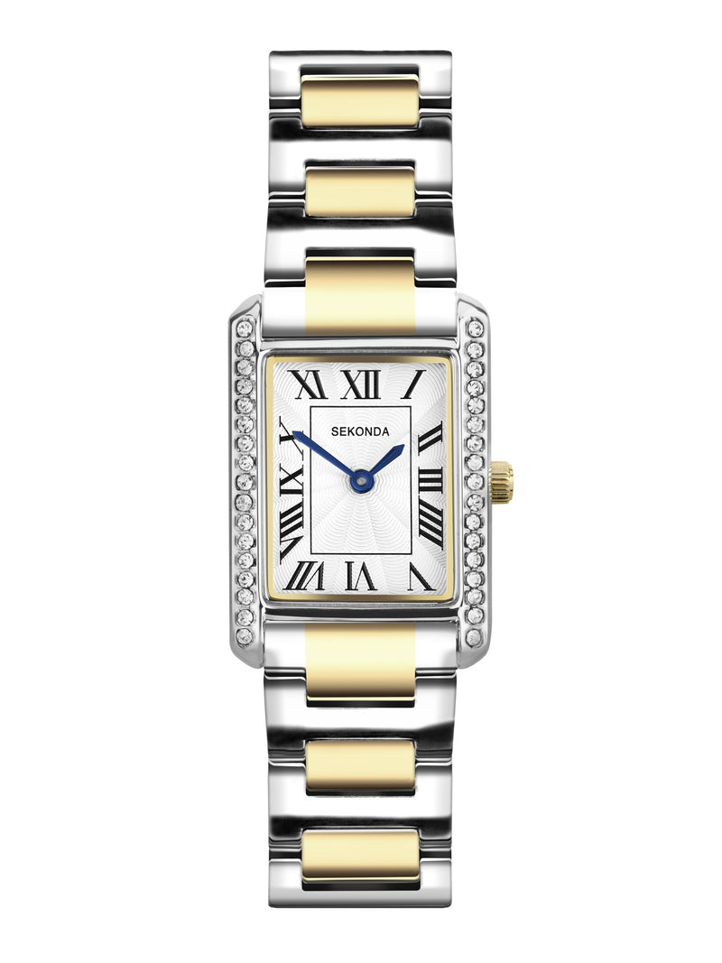 Sekonda Colette rectangular silver plated watch 22mm - British product