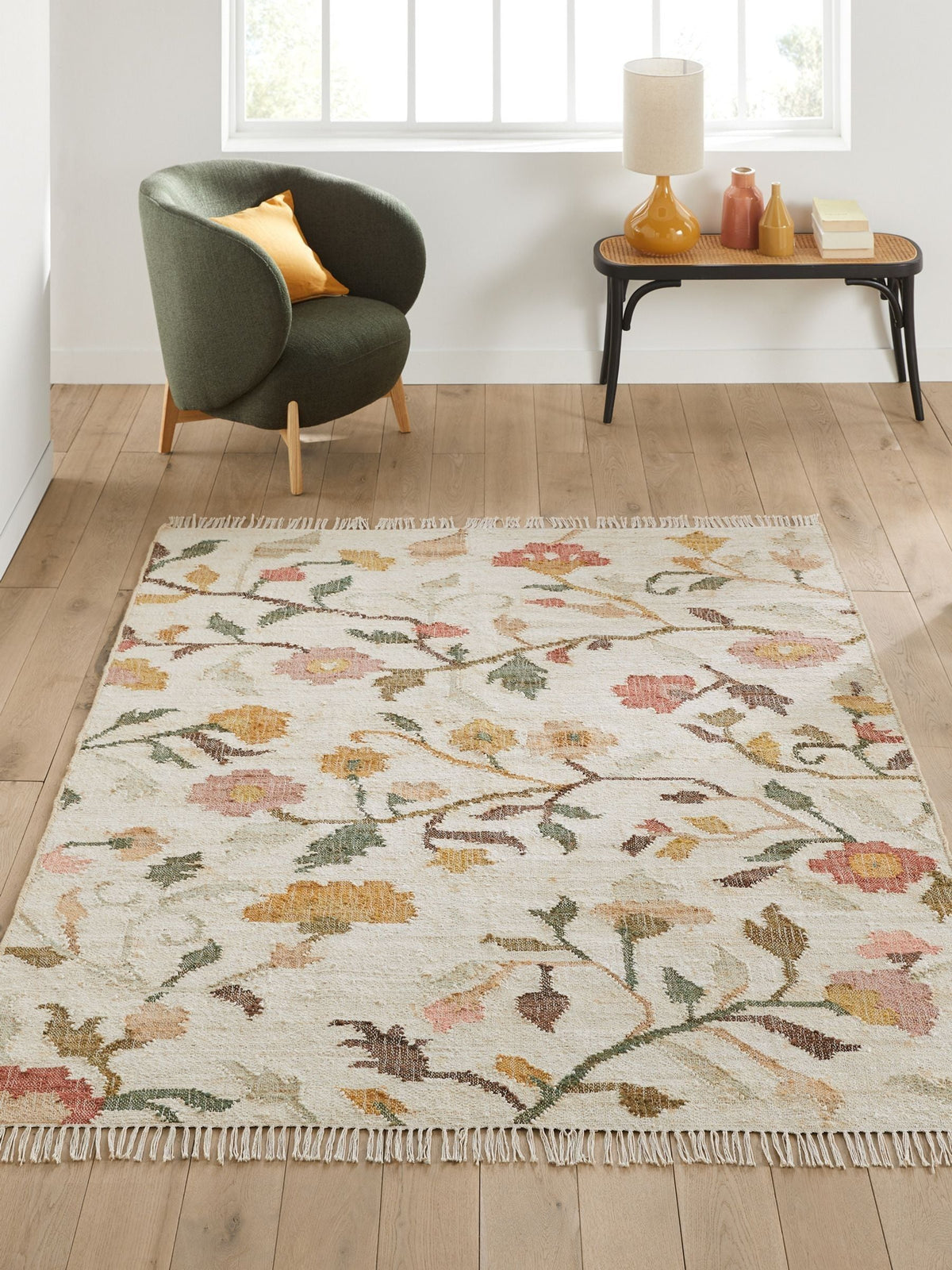 La Redoute Intérieurs multicolour floral jute kilim rug 200x290cm, UK version