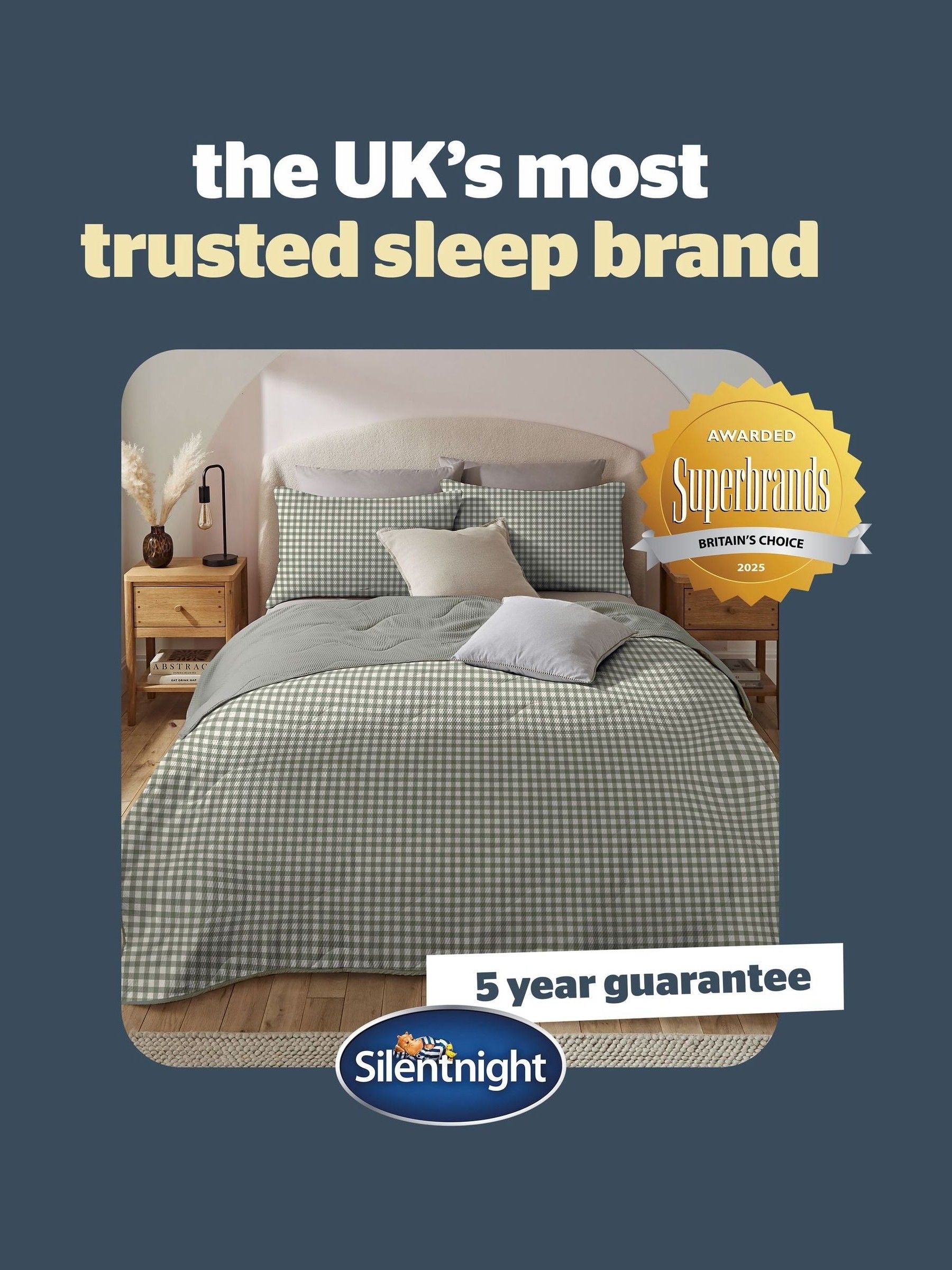Silentnight gingham coverless duvet 4.5 tog, UK version